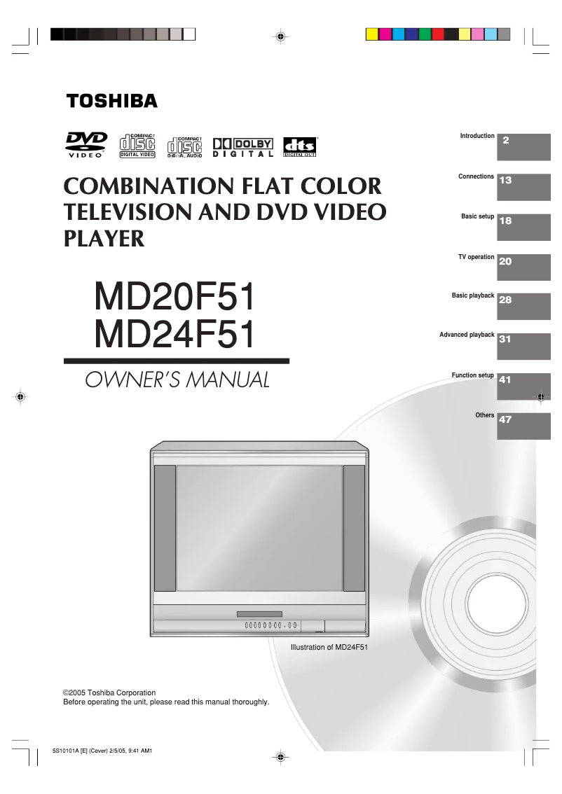 Page n°1 - Manuel utilisateur Toshiba MD20F51