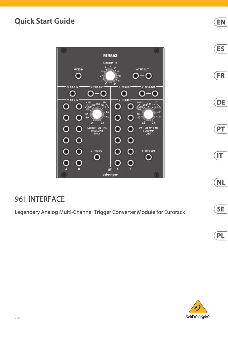 Page 1 de la notice Manuel utilisateur Behringer 961 Interface