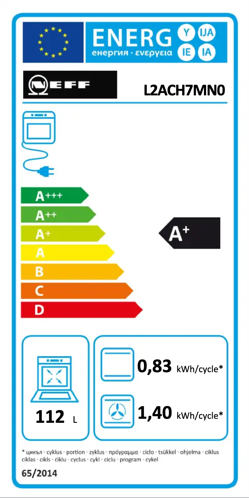Page n°1 - Label énergétique Neff L2ACH7MN0