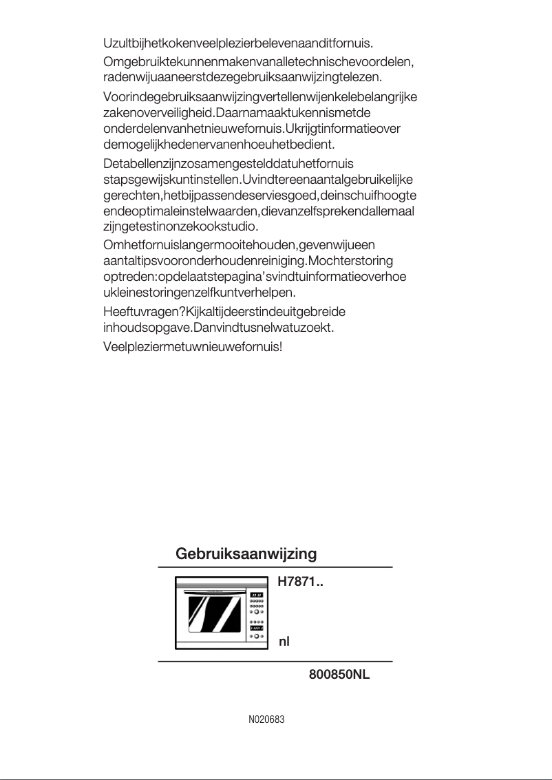 Page 1 de la notice Manuel utilisateur Neff H 7871