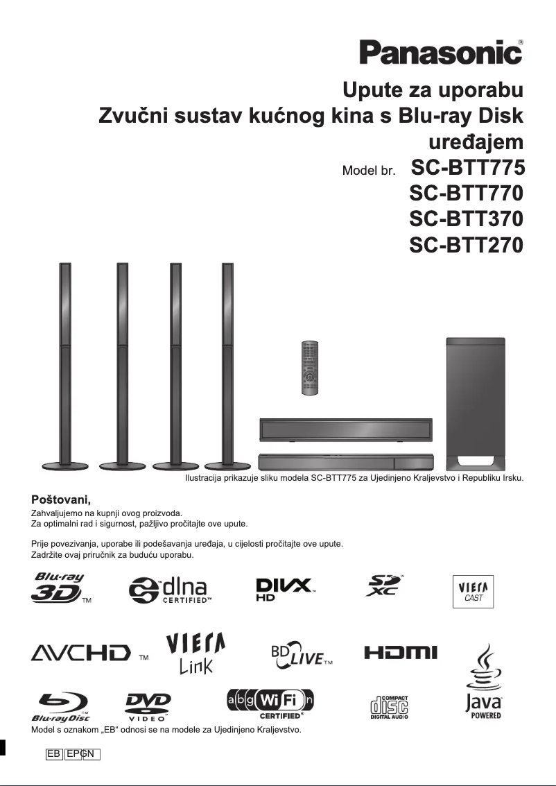 Page 1 de la notice Manuel utilisateur Panasonic SC-BTT775