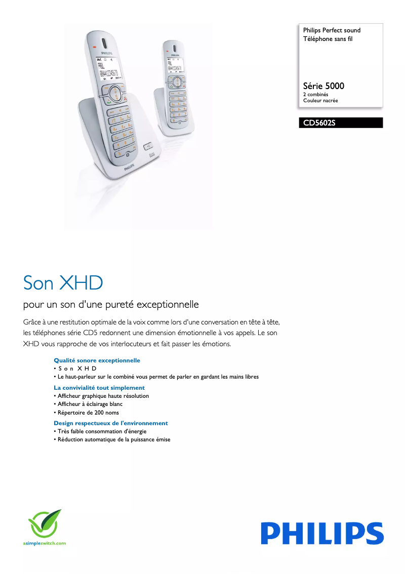 Page 1 of the manual Technical Sheet Philips CD560