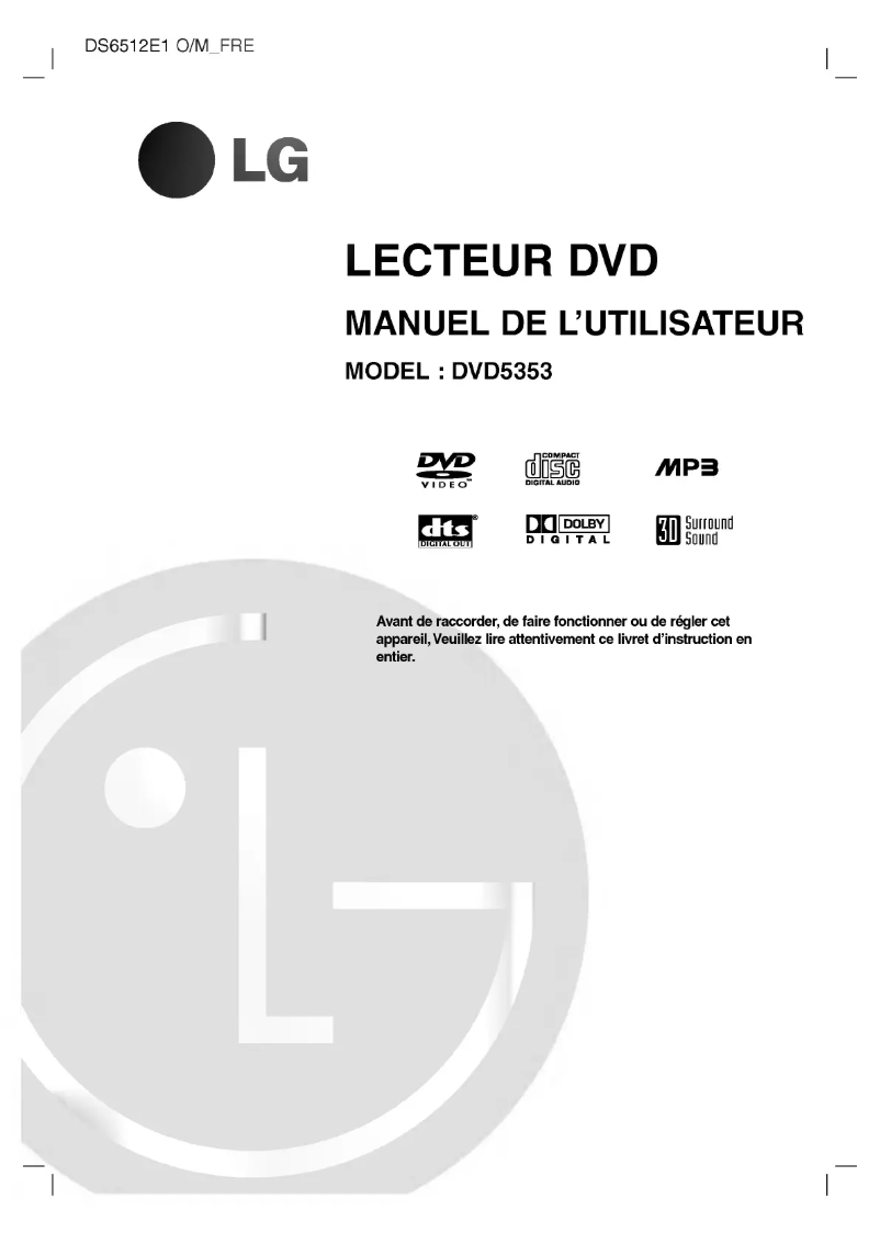 Page n°1 - Manuel utilisateur LG DVD5353
