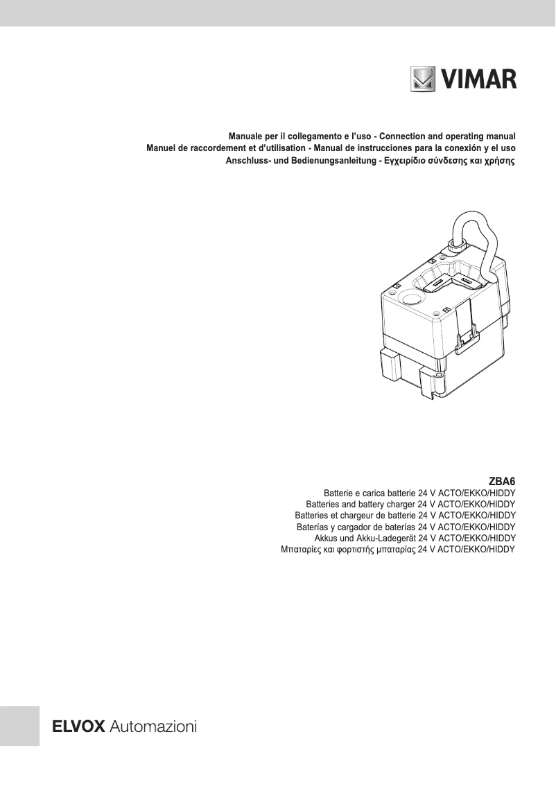 Page 1 de la notice Manuel utilisateur Vimar ELVOX ZBA6