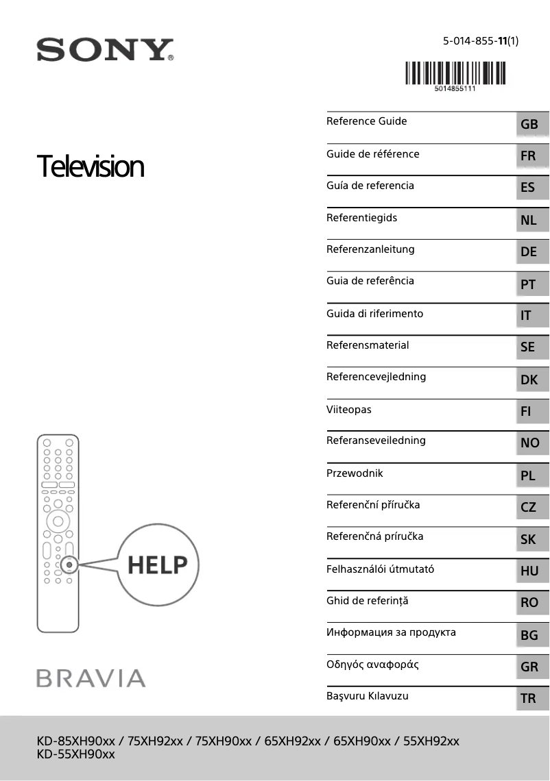 Image de la première page du manuel de l'appareil Bravia KD-55XH9005