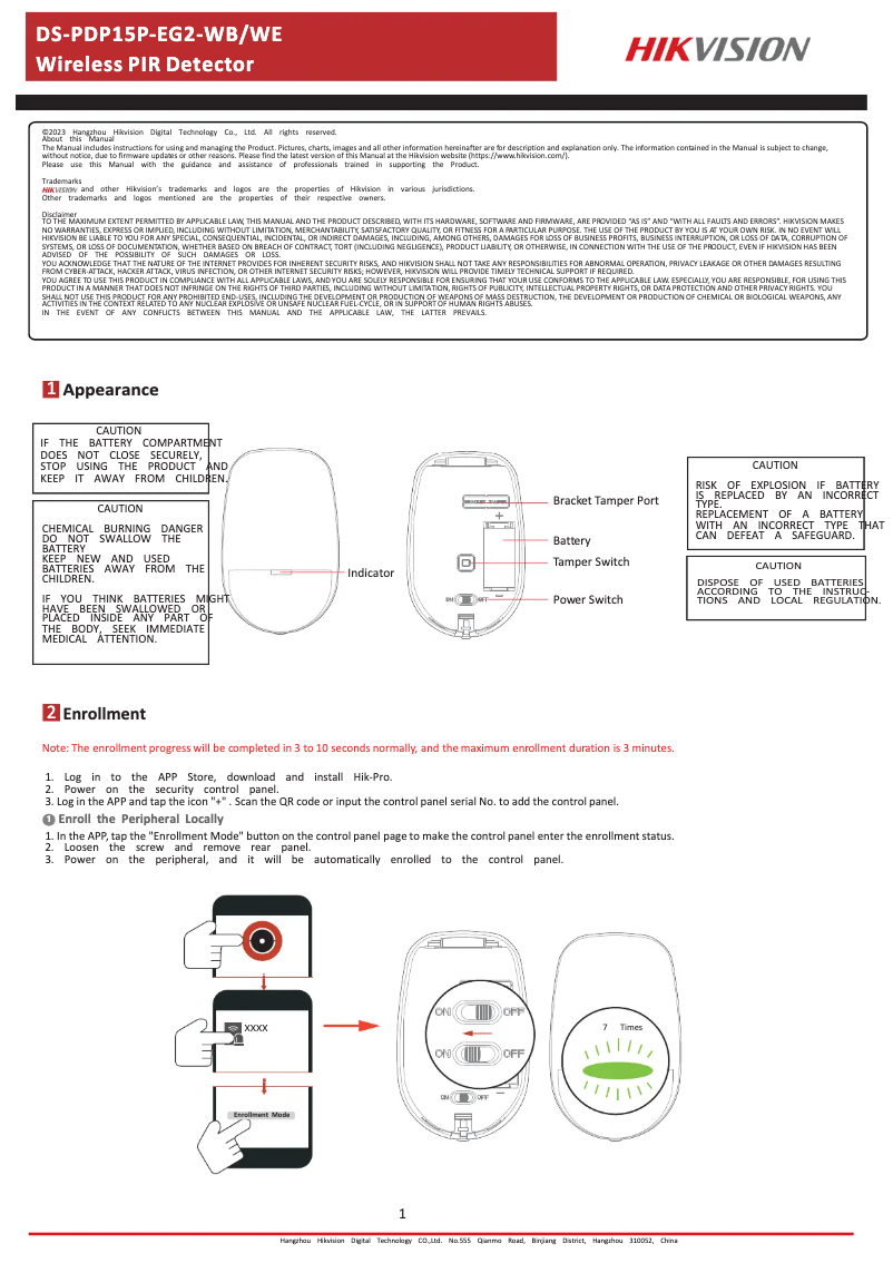 Page n°1 - Manuel utilisateur Hikvision DMOV-NEX-001A