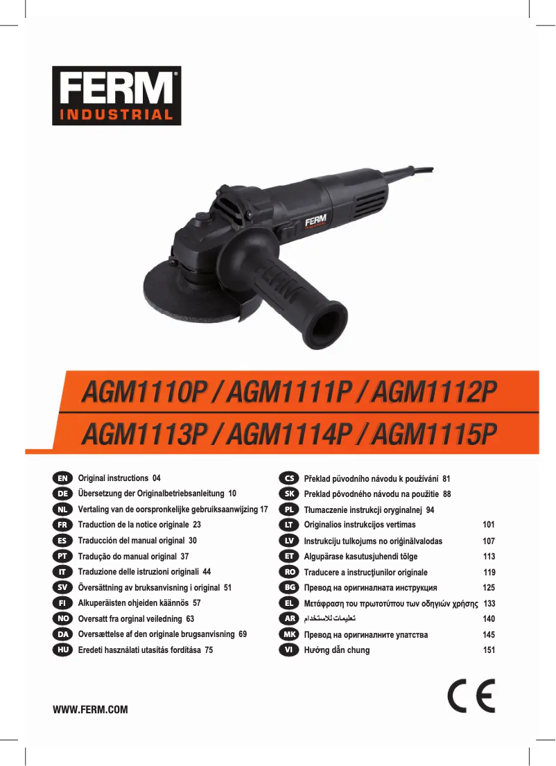 Page n°1 - Manuel utilisateur Ferm AGM1112P