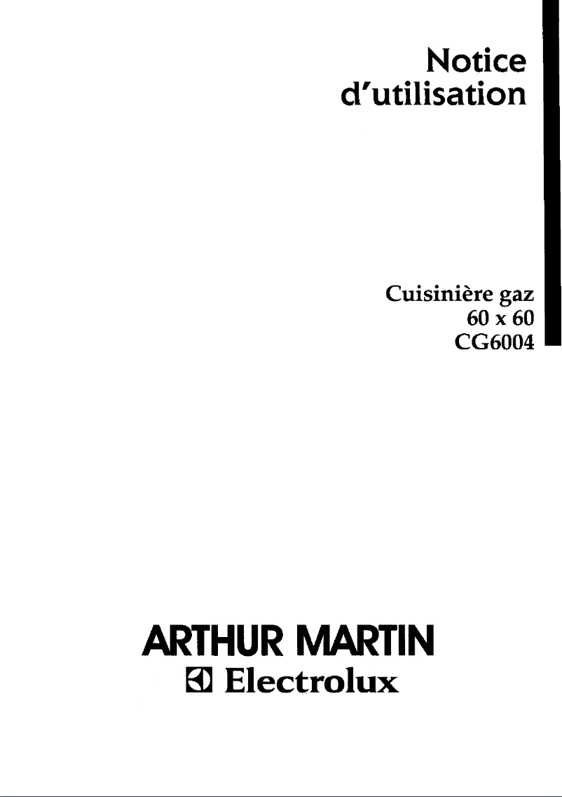 Page n°1 - Manuel utilisateur Arthur Martin-Electrolux CG6004W1