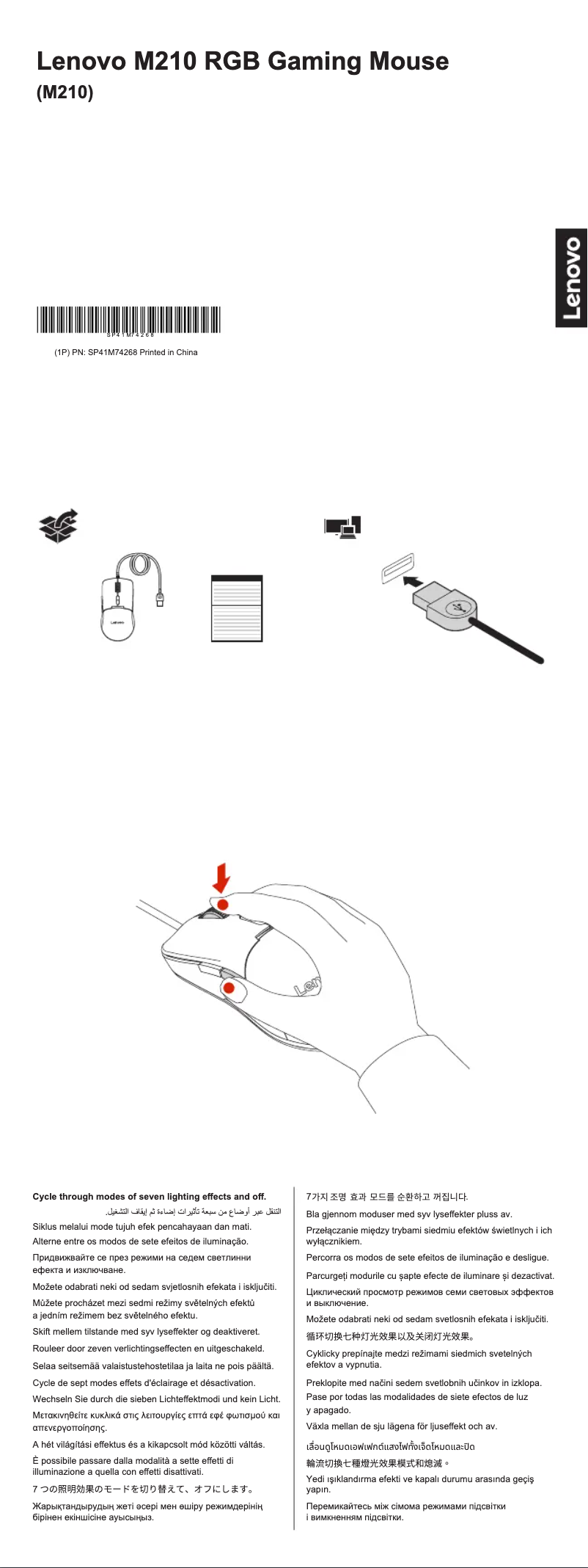 Page 1 de la notice Manuel utilisateur Lenovo M210 RGB