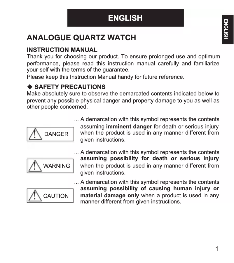 Page 1 de la notice Manuel utilisateur ORIENT Contemporary UG0Q002W