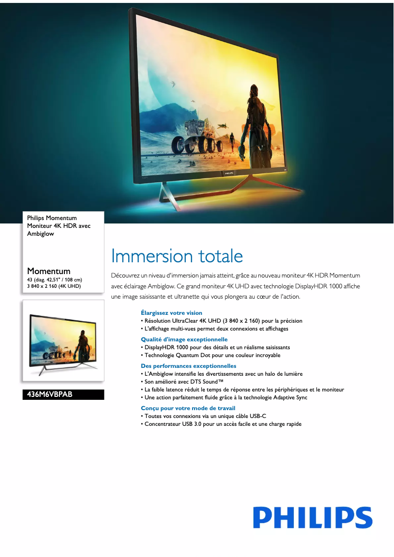 Page n°1 - Fiche technique Philips Momentum 436M6VBPAB