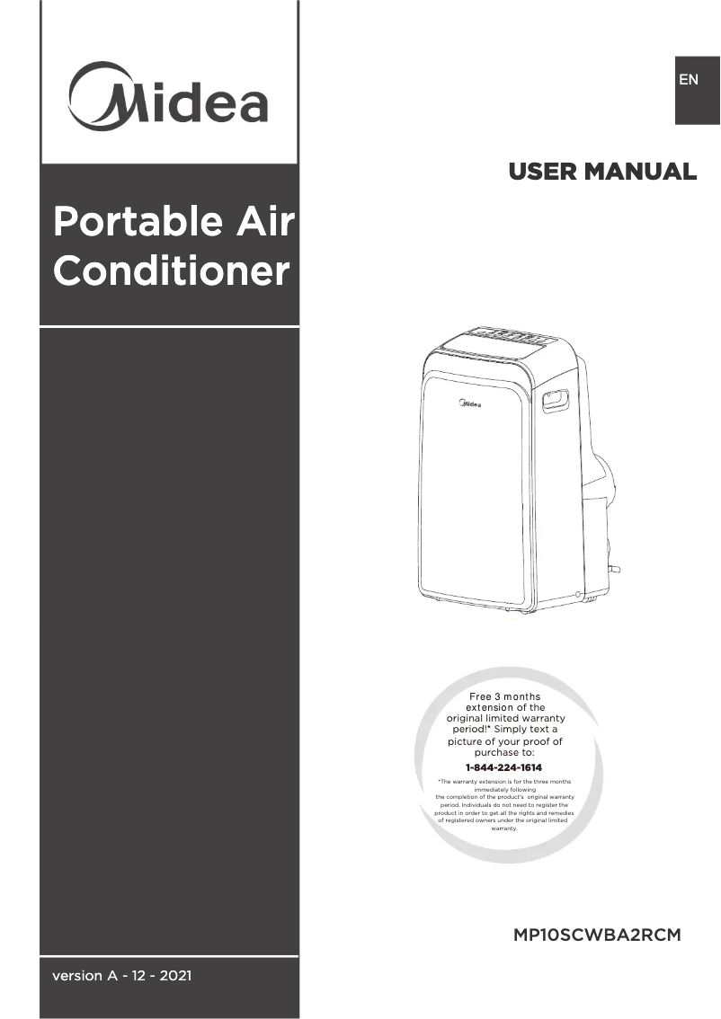 Page 1 de la notice Manuel utilisateur Midea MP10SCWBA2RCM