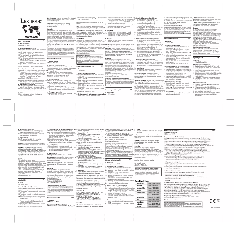 Page n°1 - Manuel utilisateur Lexibook E35Z