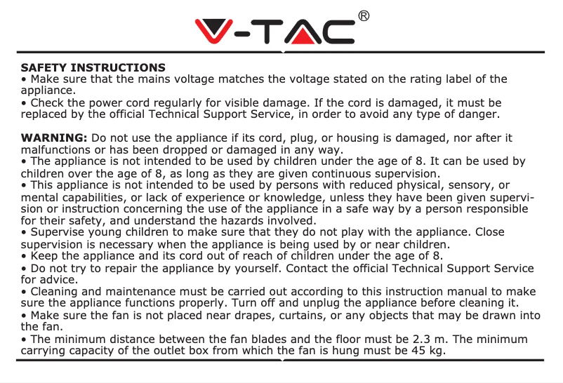 Page n°1 - Manuel utilisateur V-TAC VT-6043-4