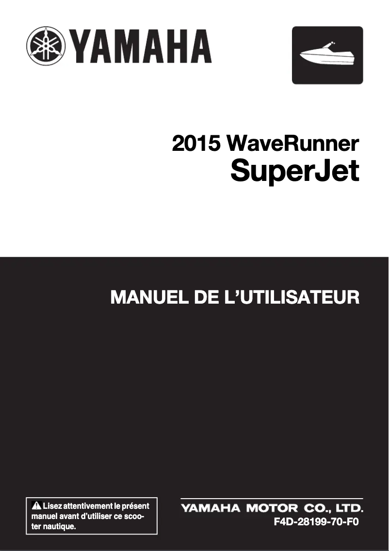 Image de la première page du manuel de l'appareil WaveRunner SuperJet (2015)