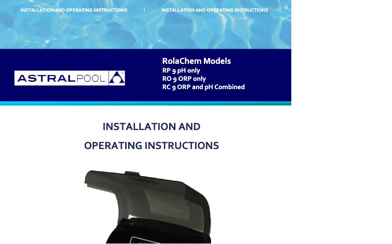 Page n°1 - Manuel utilisateur AstralPool RO9