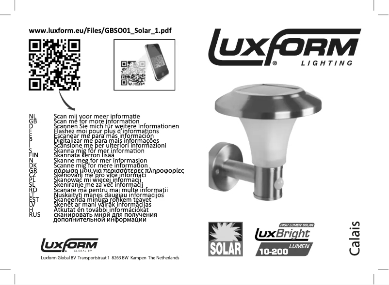 Image de la première page du manuel de l'appareil Calais