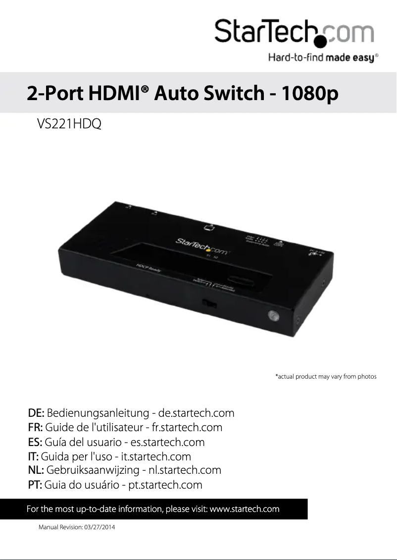 Page n°1 - Manuel utilisateur StarTech.com STVS221HDQ
