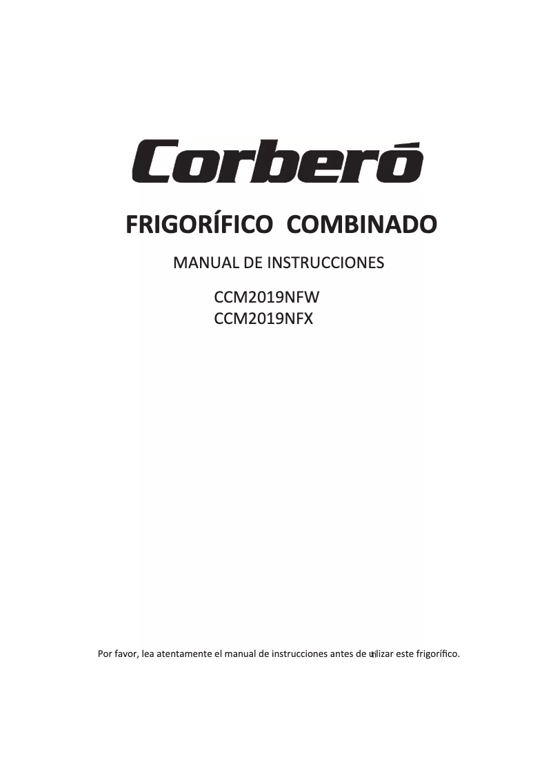 Page 1 de la notice Manuel utilisateur Corbero CCM2019NFW