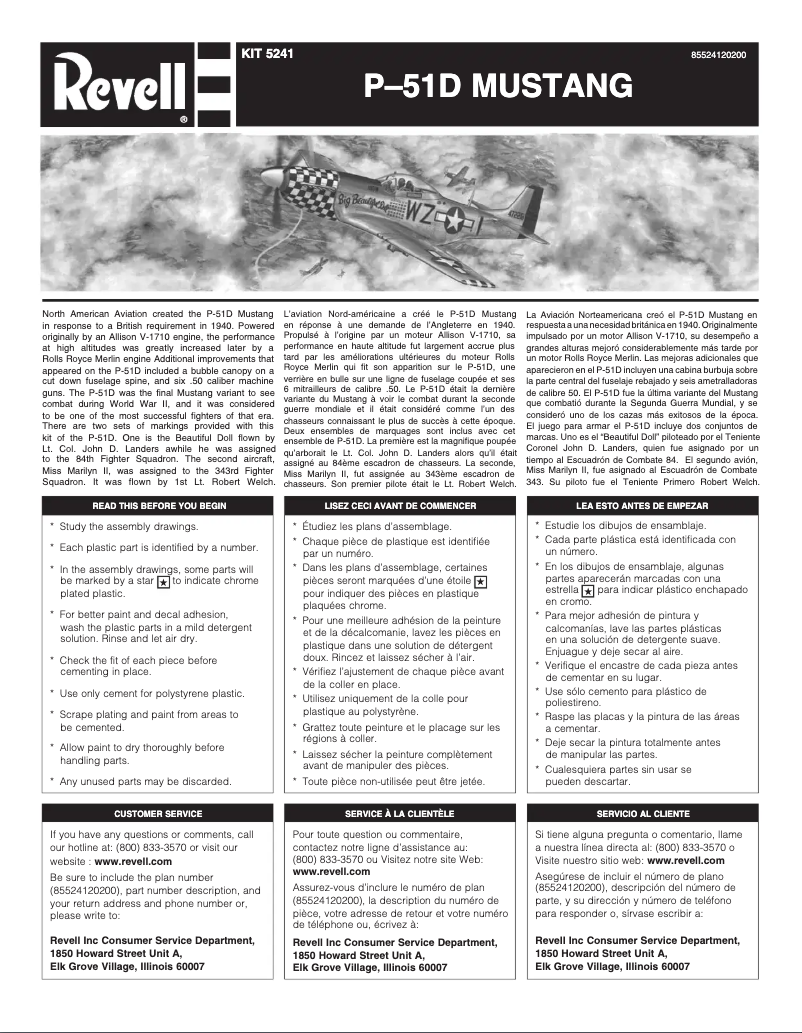 Page 1 de la notice Manuel utilisateur Revell P-51D Mustang