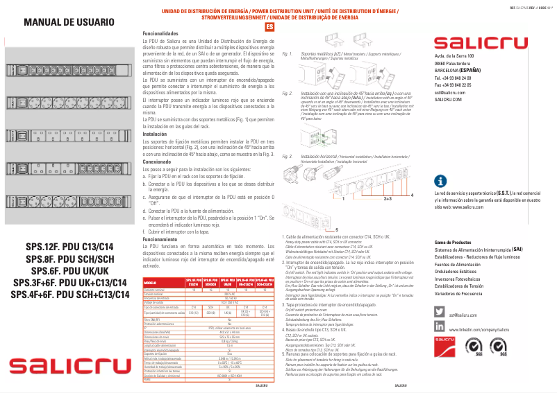Page n°1 - Manuel utilisateur Salicru SPS 6F PDU UK/UK