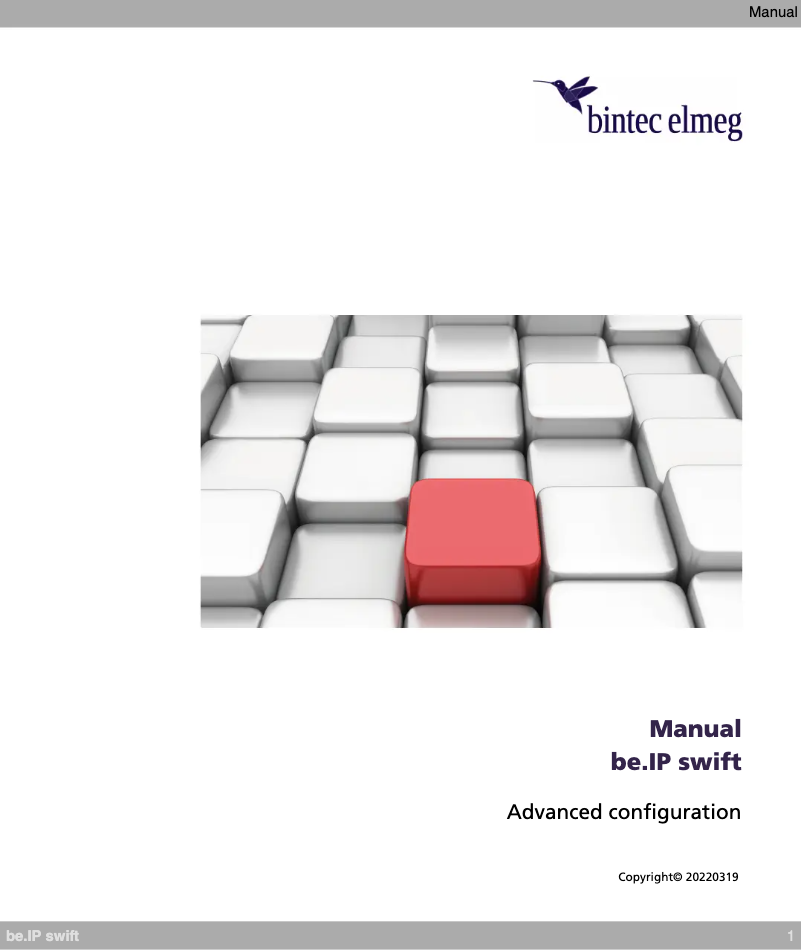 Page n°1 - Manuel utilisateur Bintec-elmeg be.IP swift