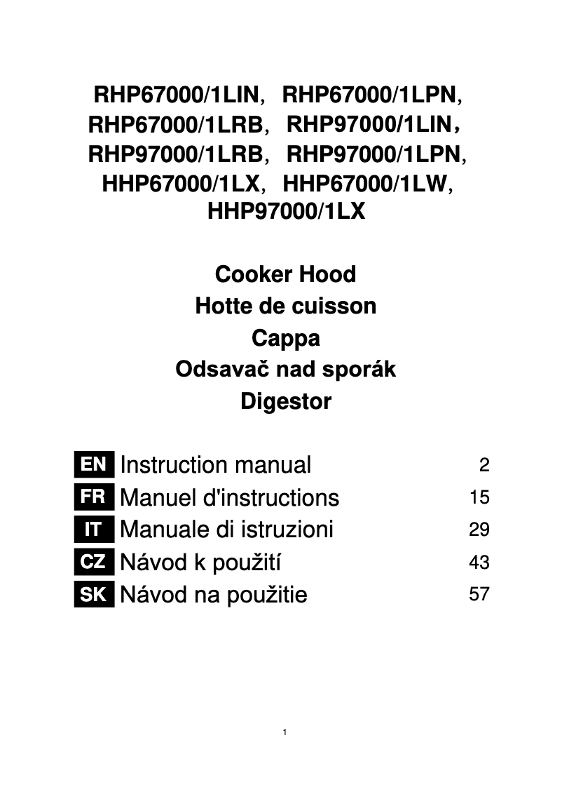 Page n°1 - Mode d'emploi Rosieres RHP 67000/1 LRB