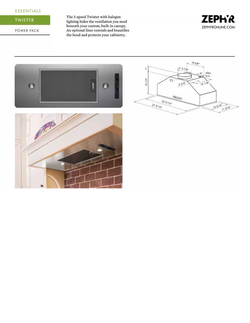 Page 1 de la notice Fiche technique Zephyr AK8000BS