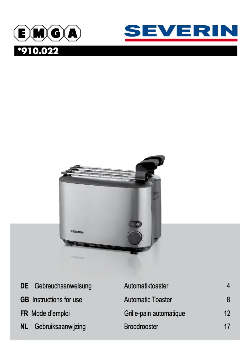 Page 1 de la notice Manuel utilisateur Severin 910022