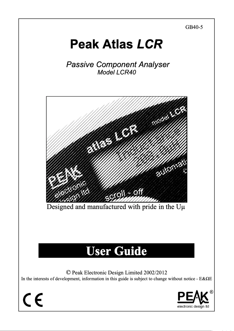 Page 1 de la notice Manuel utilisateur Peak LCR40