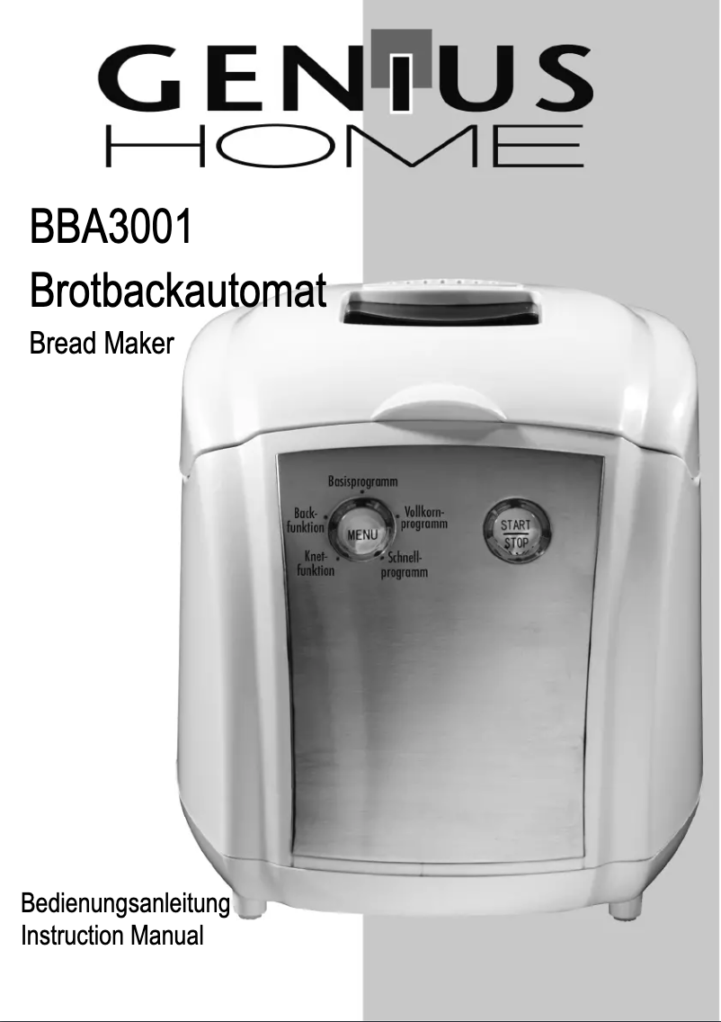 Image de la première page du manuel de l'appareil BBA3001