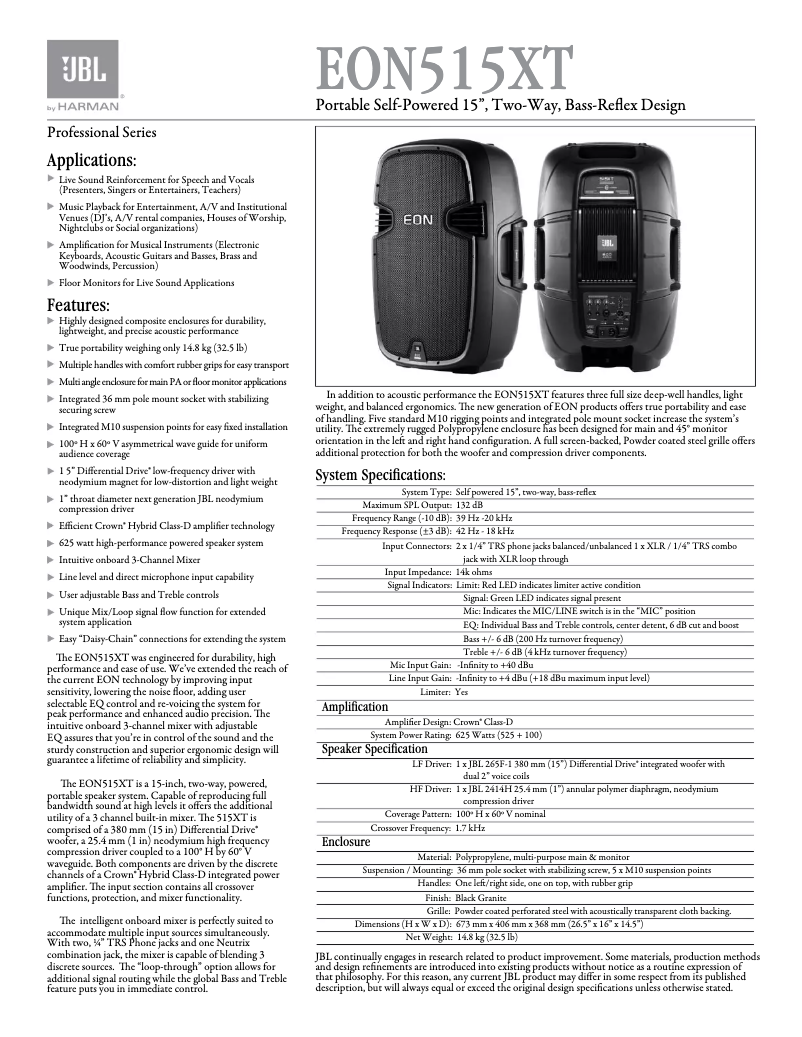 Image de la première page du manuel de l'appareil EON 515XT
