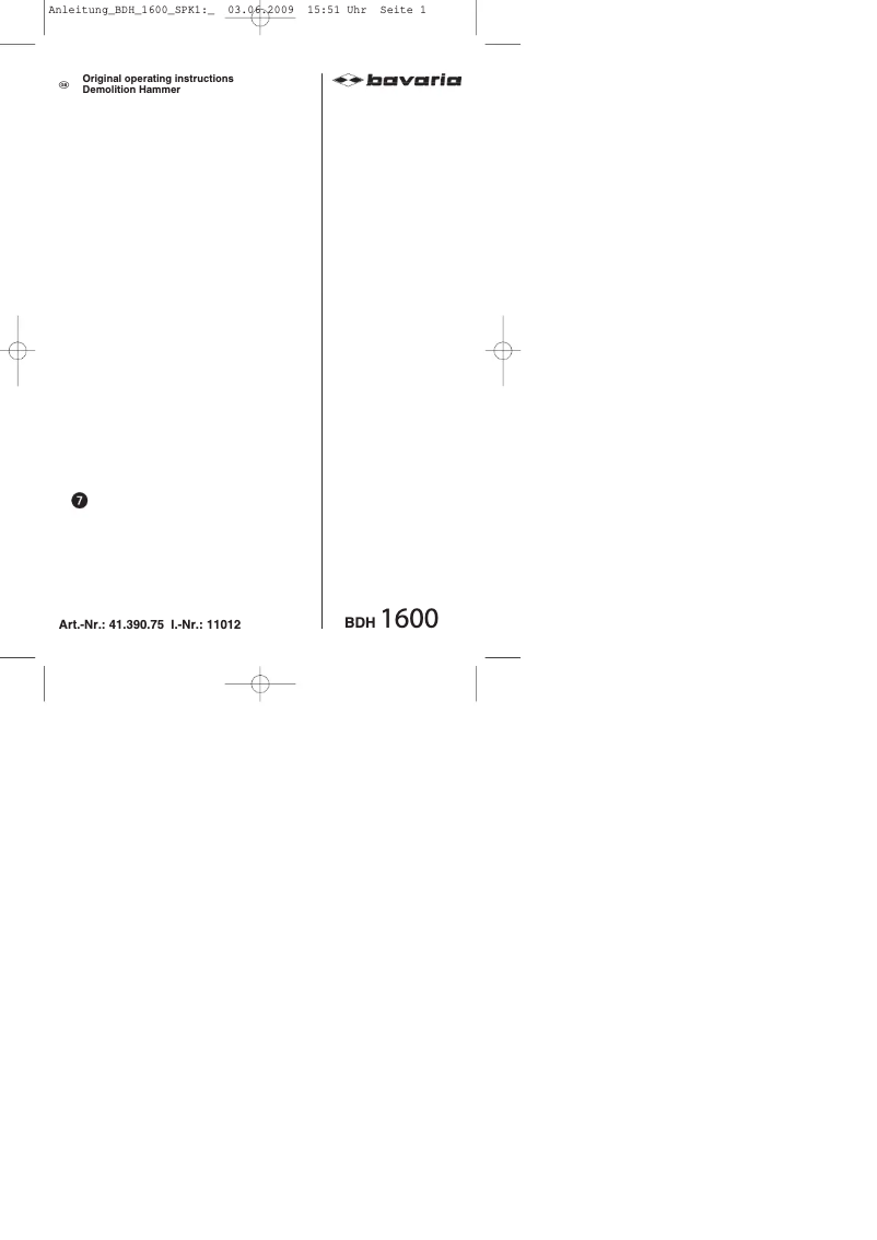 Página 1 del manual Manual de usuario Bavaria BDH 1600