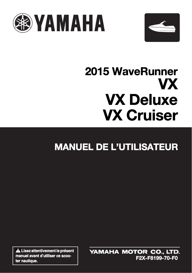 Image de la première page du manuel de l'appareil WaveRunner VX Deluxe (2015)