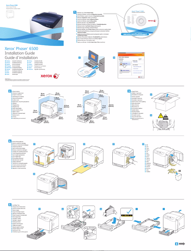 Page 1 de la notice Guide d'installation Xerox Phaser 6500