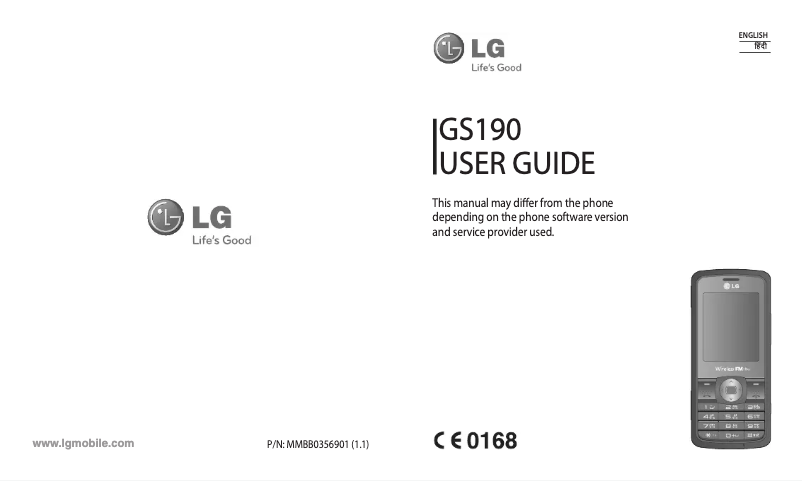 Page 1 de la notice Manuel utilisateur LG GS190