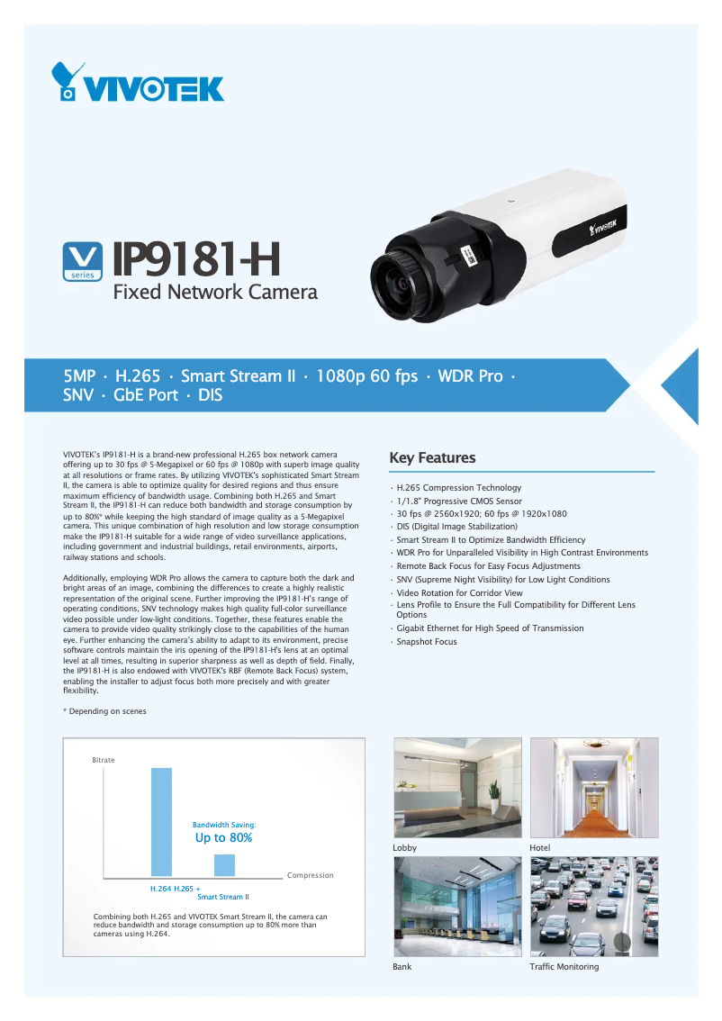 Page 1 de la notice Fiche technique Vivotek IP9181-H