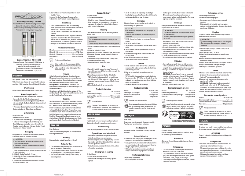Page 1 de la notice Manuel utilisateur ProfiCook PC-EOS 1270