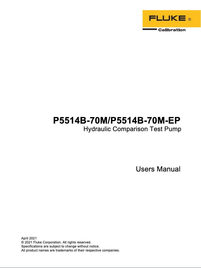Page n°1 - Manuel utilisateur Fluke P5514B-70M