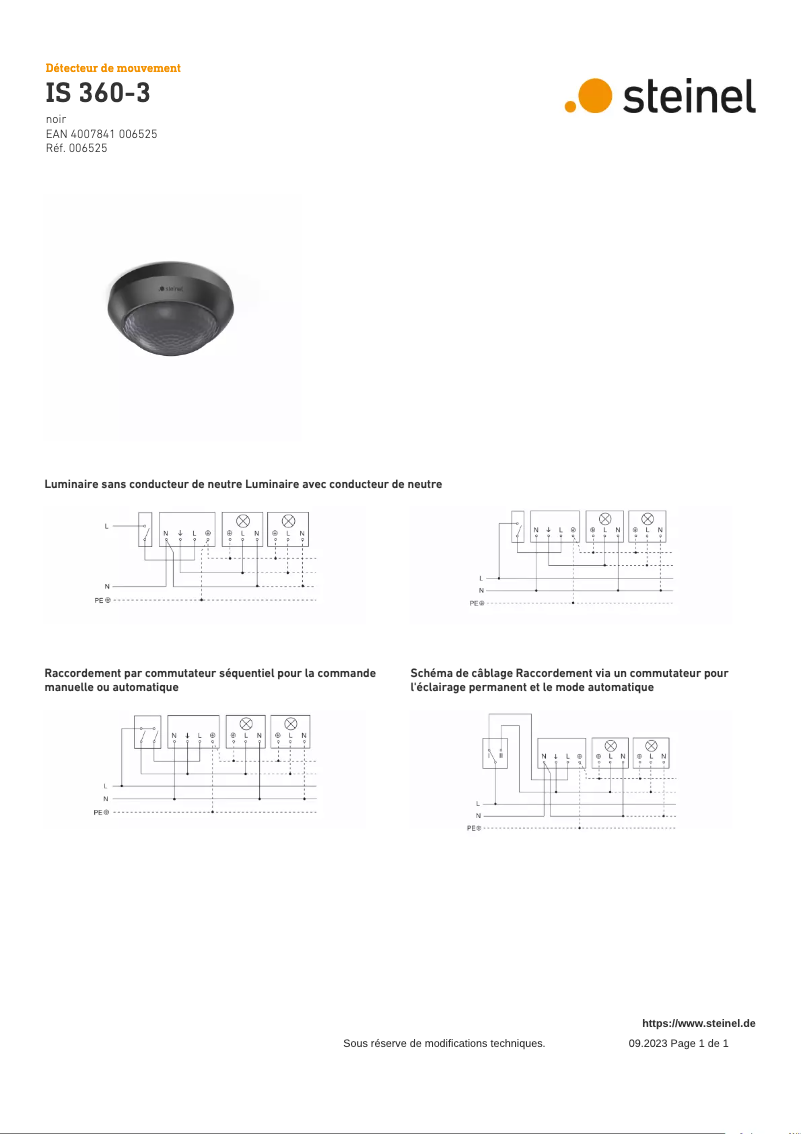 Page n°1 - Schéma de câblage Steinel IS 360