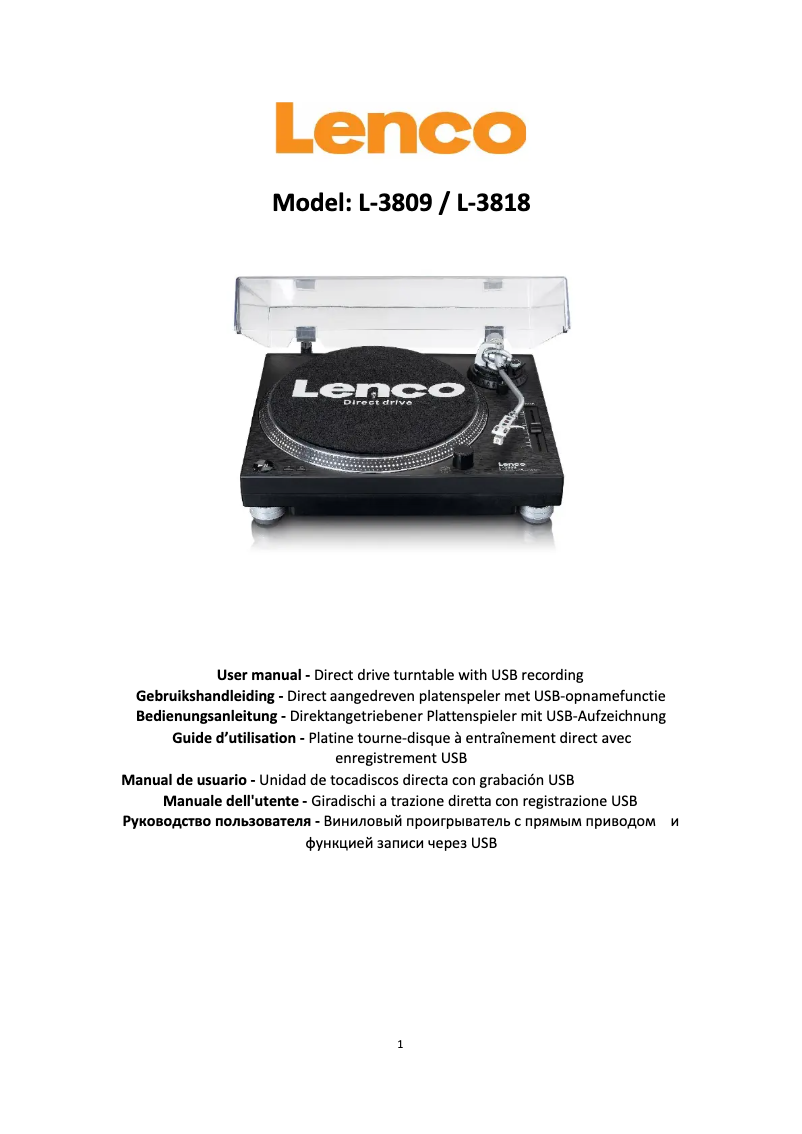 Página 1 del manual Manual de usuario Lenco L-3818