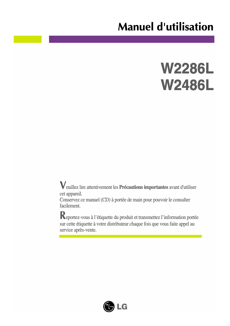 Page n°1 - Manuel utilisateur LG W2486L