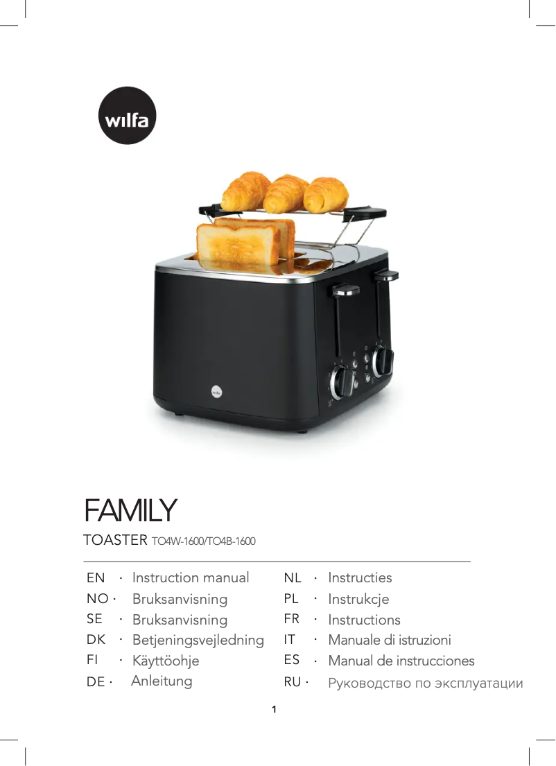 Image de la première page du manuel de l'appareil Family TO4W-1600