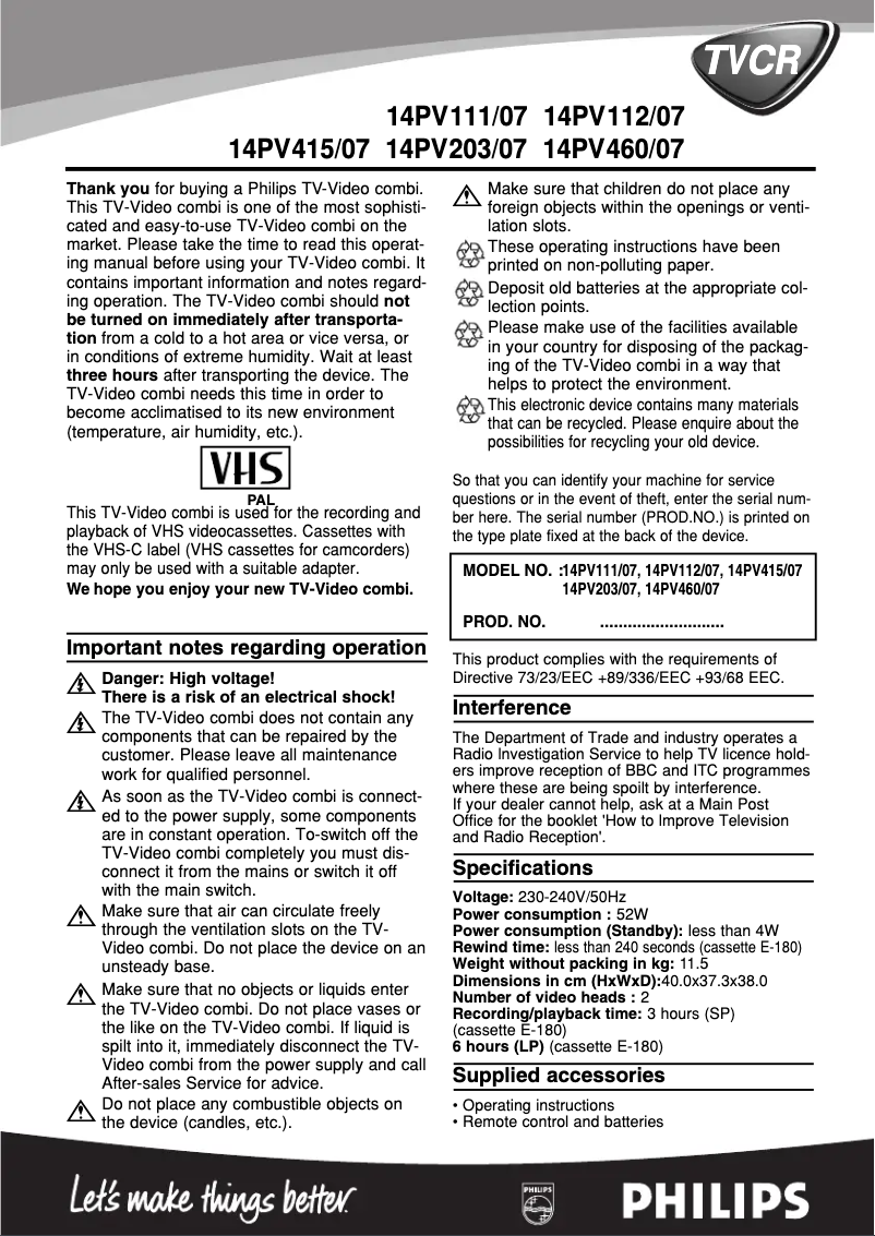 Página 1 del manual Manual de usuario Philips 14PV203