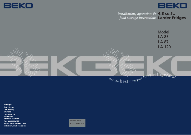 Page 1 de la notice Manuel utilisateur Beko LA 85