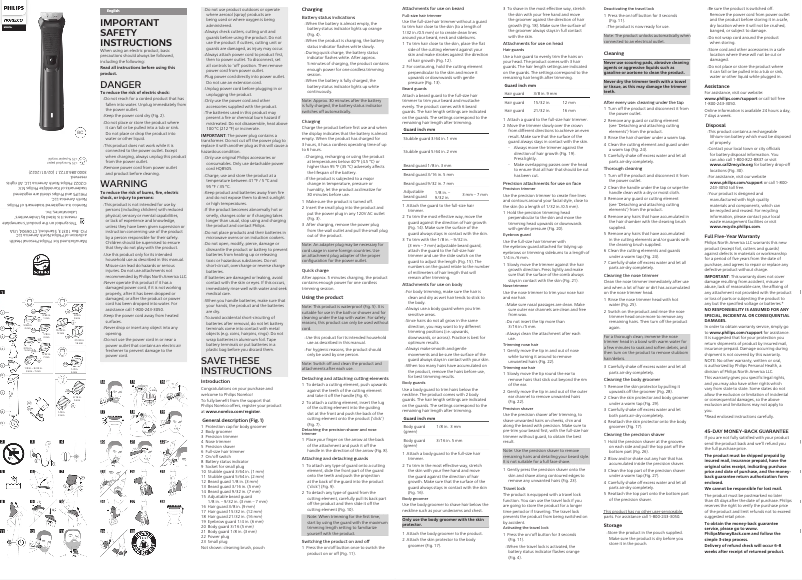 Page 1 de la notice Manuel utilisateur Philips Norelco MG9730