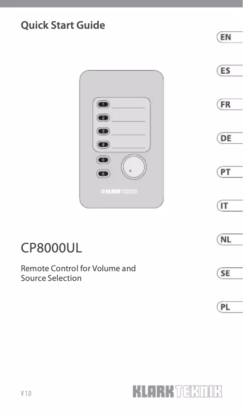 Page n°1 - Guide de démarrage rapide Klark Teknik CP8000UL