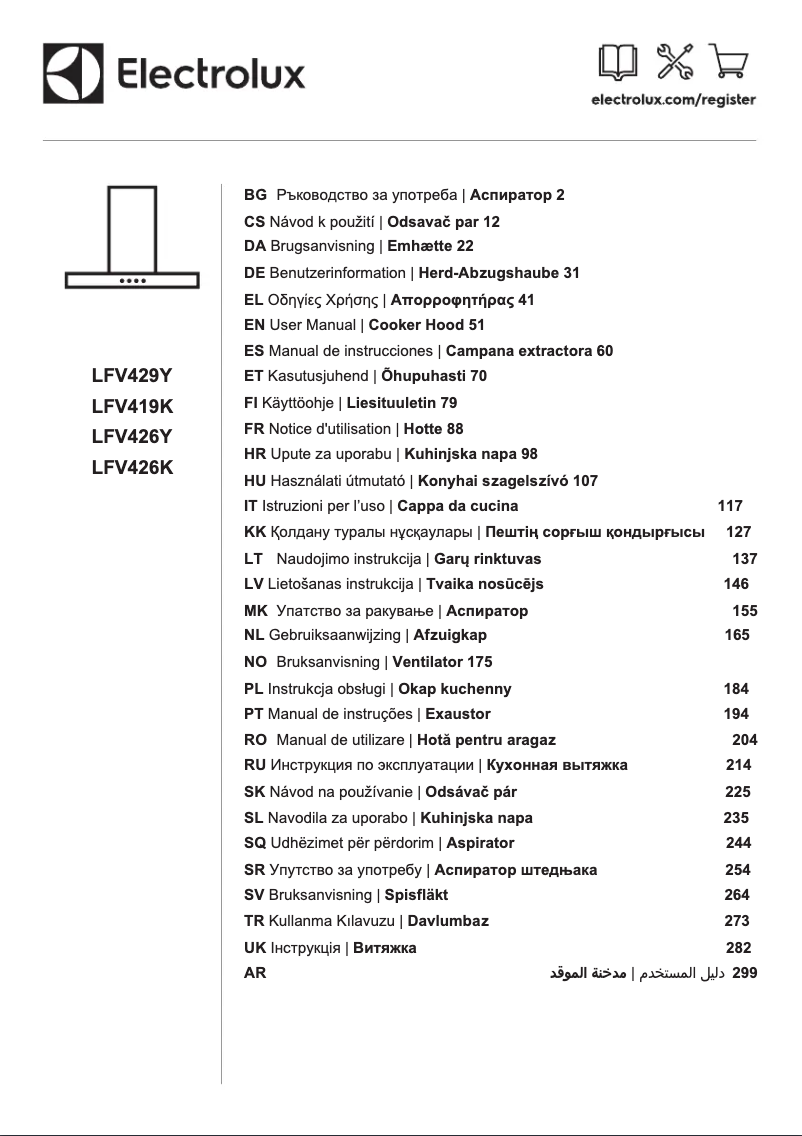 Page 1 de la notice Manuel utilisateur Electrolux LFV429Y
