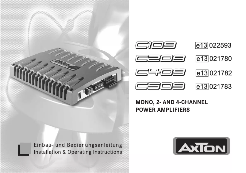 Page 1 de la notice Manuel utilisateur Axton C109