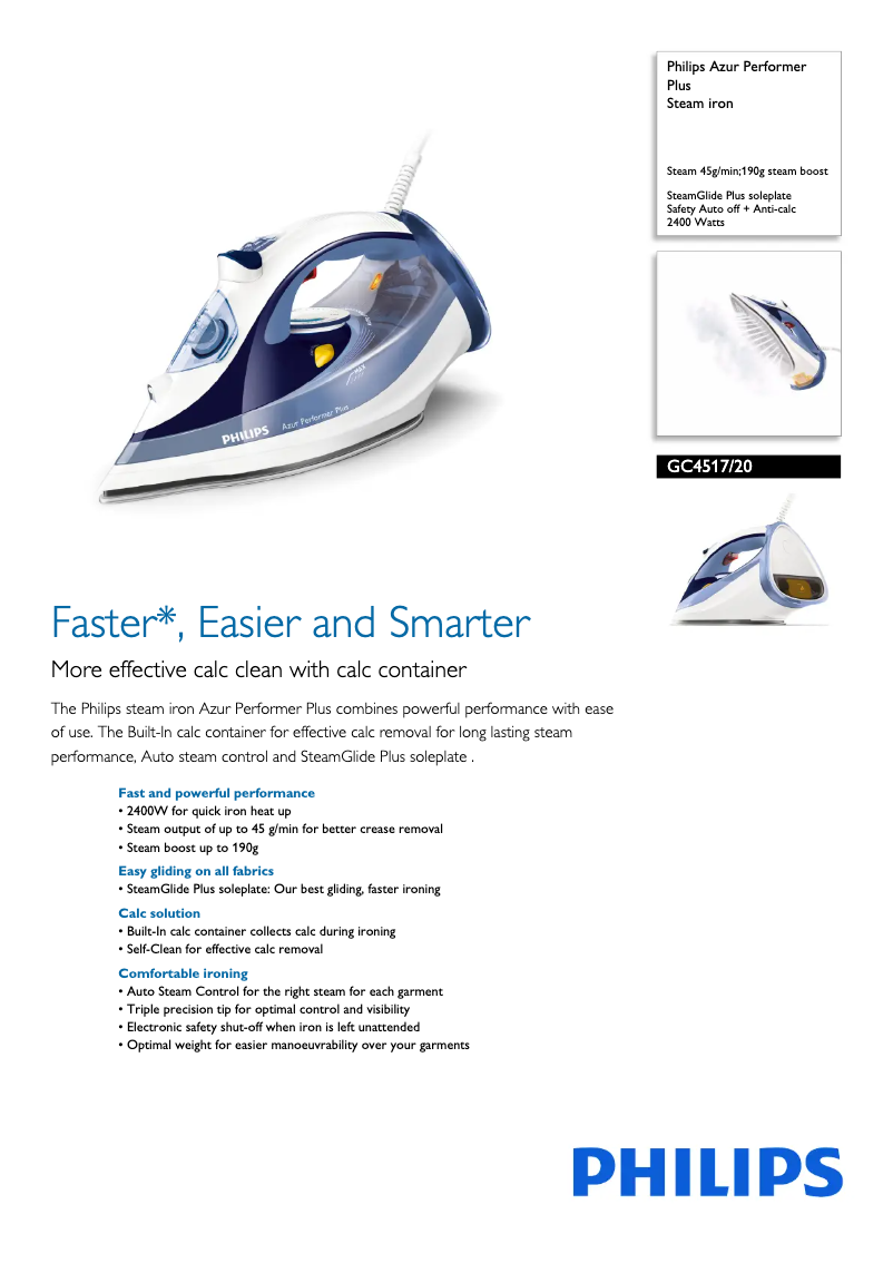 Image de la première page du manuel de l'appareil Azur Performer Plus GC4517